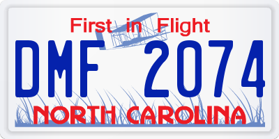NC license plate DMF2074