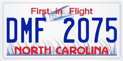 NC license plate DMF2075