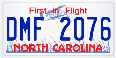 NC license plate DMF2076