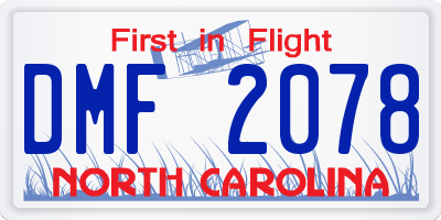 NC license plate DMF2078