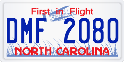 NC license plate DMF2080