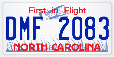 NC license plate DMF2083