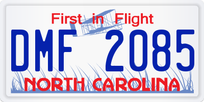 NC license plate DMF2085