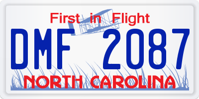 NC license plate DMF2087