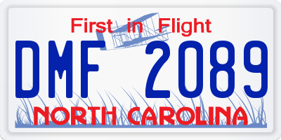 NC license plate DMF2089