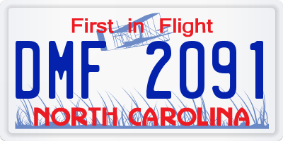 NC license plate DMF2091