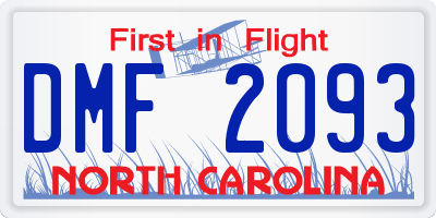 NC license plate DMF2093