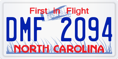 NC license plate DMF2094