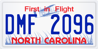 NC license plate DMF2096