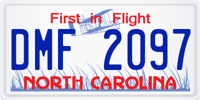 NC license plate DMF2097