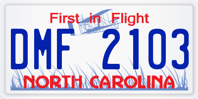 NC license plate DMF2103