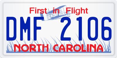 NC license plate DMF2106
