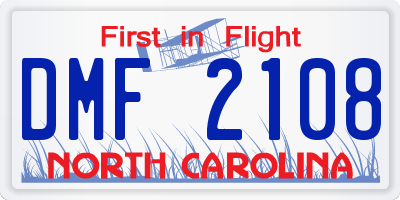 NC license plate DMF2108