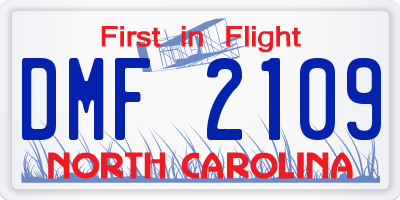 NC license plate DMF2109