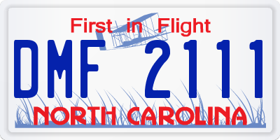 NC license plate DMF2111