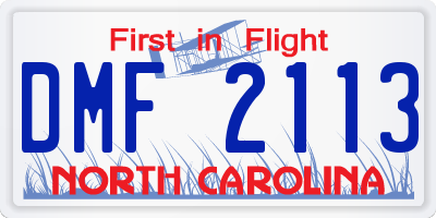 NC license plate DMF2113