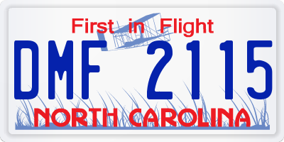 NC license plate DMF2115