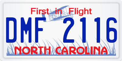 NC license plate DMF2116