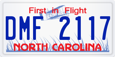 NC license plate DMF2117