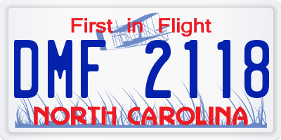 NC license plate DMF2118