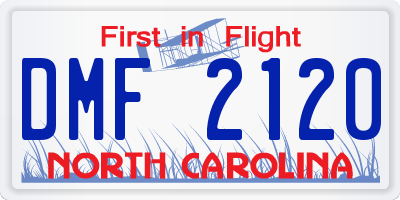NC license plate DMF2120