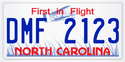 NC license plate DMF2123