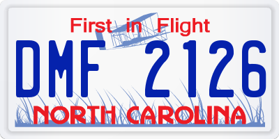 NC license plate DMF2126