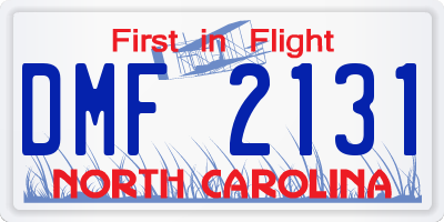 NC license plate DMF2131