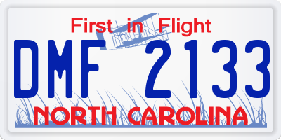 NC license plate DMF2133