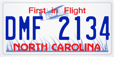 NC license plate DMF2134