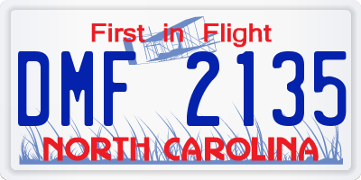 NC license plate DMF2135