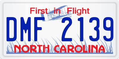 NC license plate DMF2139
