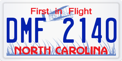 NC license plate DMF2140
