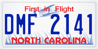 NC license plate DMF2141