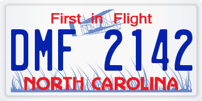 NC license plate DMF2142