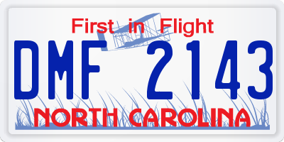 NC license plate DMF2143