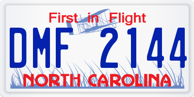 NC license plate DMF2144