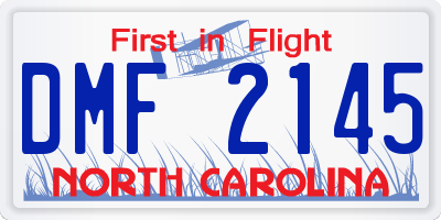 NC license plate DMF2145