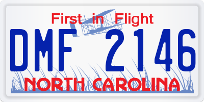 NC license plate DMF2146