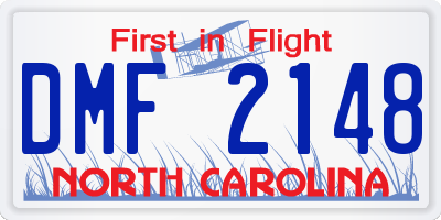 NC license plate DMF2148
