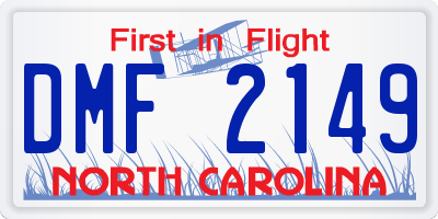 NC license plate DMF2149