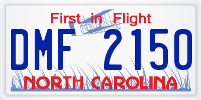 NC license plate DMF2150