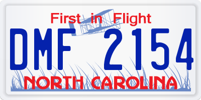 NC license plate DMF2154
