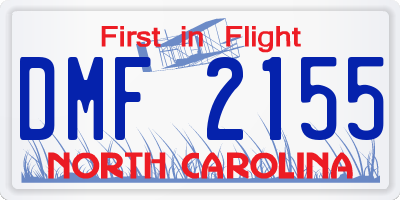 NC license plate DMF2155