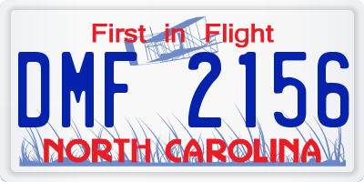 NC license plate DMF2156