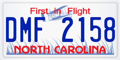 NC license plate DMF2158