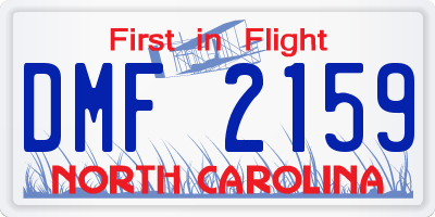 NC license plate DMF2159