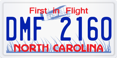 NC license plate DMF2160