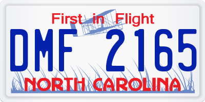 NC license plate DMF2165