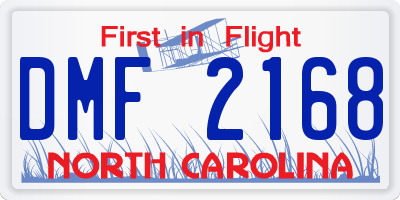 NC license plate DMF2168